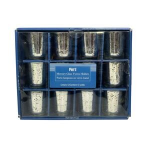 Pier 1 Mercury Glass Votive Holders Speckled Antique Design Finish-Set of 12